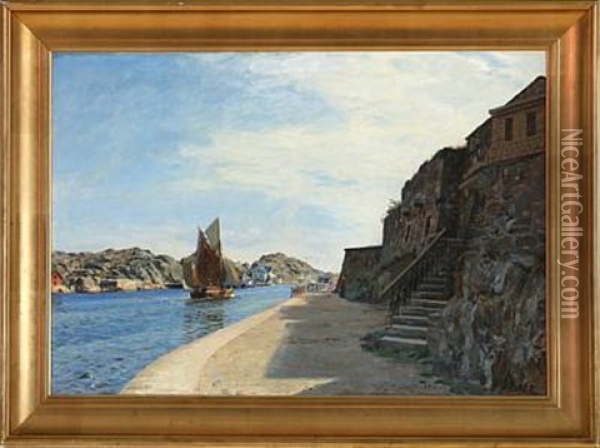 Det Gamle Havnefort Ved Det Nordre Indlob Til Marstrand (the Old Harbour Fort At Marstrand) Oil Painting - Christian Ferdinand Andreas Molsted