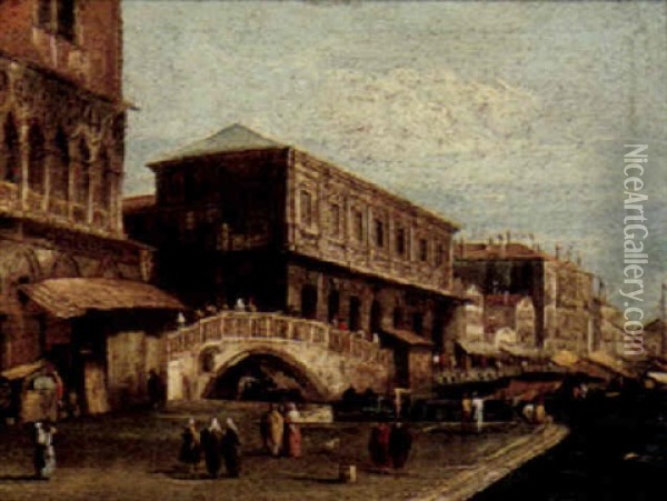 Venice, A View Of The Riva Degli Schiavoni Looking East With The Palazzo Ducale Oil Painting - Francesco Albotti