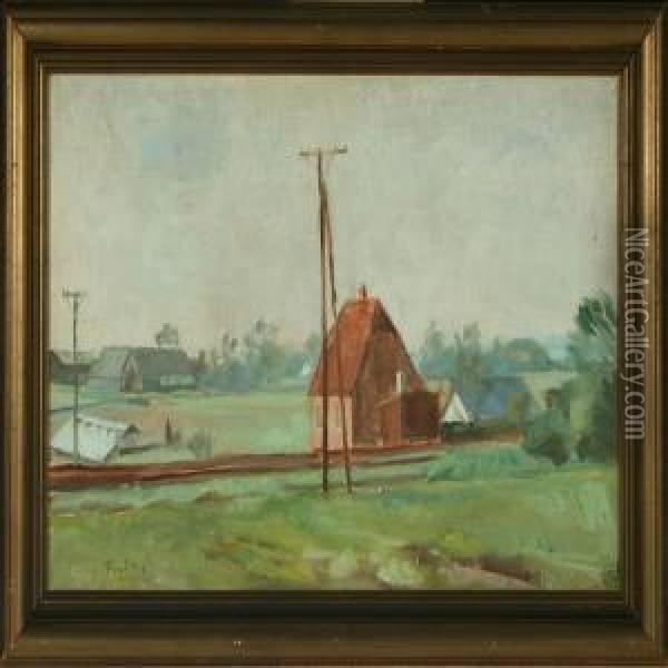 Landscape With Houses Oil Painting - Ludvig Find