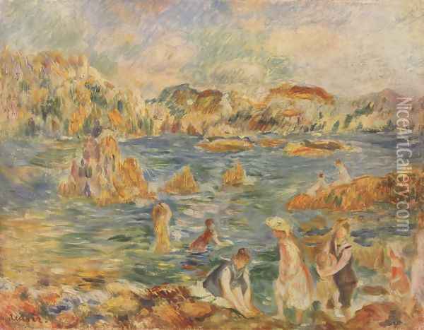 On the beach of Guernesey Oil Painting - Pierre Auguste Renoir