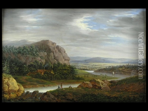 Rheinlandschaft Oil Painting - Christian Georg Schuetz the Younger