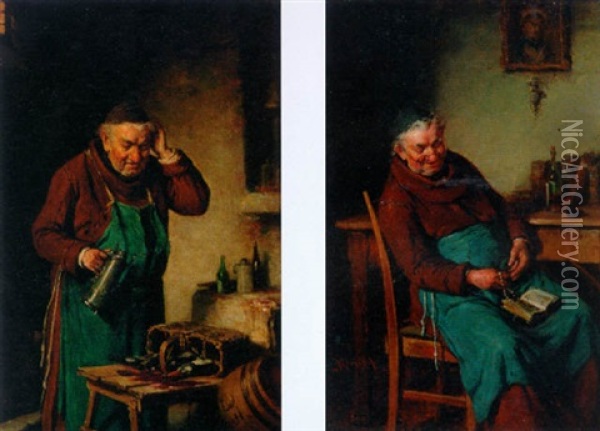 The Broken Wine Bottles Oil Painting - Hermann Kern