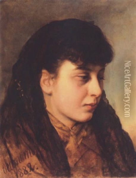 Portrait Of A Girl Oil Painting - Aristide Economou