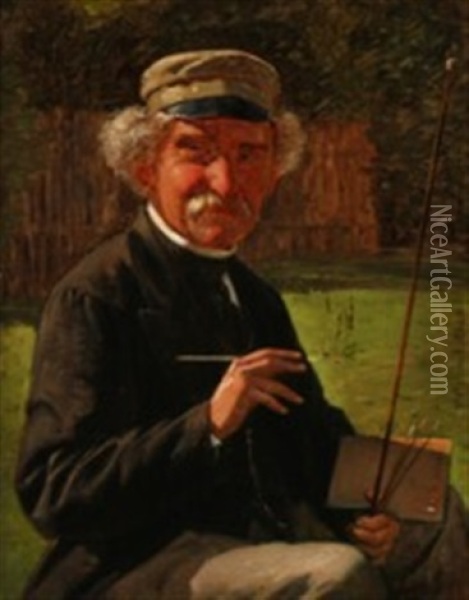 Portrait Of The Danish Landscape Painter Heinrich Buntzen (1803-1892) Oil Painting - Frederik Christian Lund