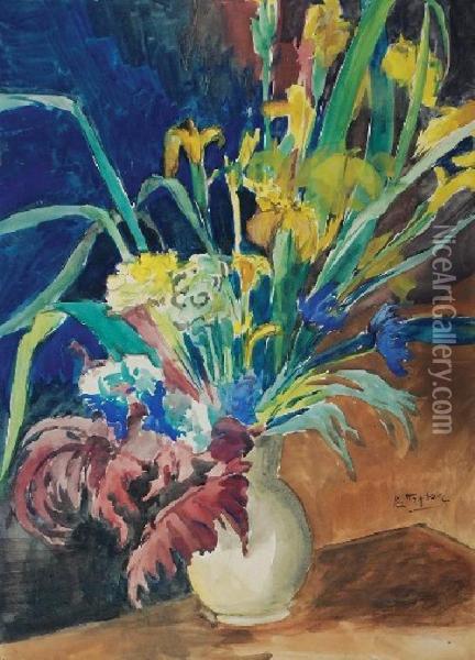 Kwiaty W Wazonie Oil Painting - Maurycy Trebacz