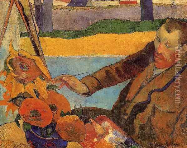 Portrait Of Vincent Van Gogh Painting Sunflowers Aka Villa Rotunda By Emma Ciardi Oil Painting - Paul Gauguin