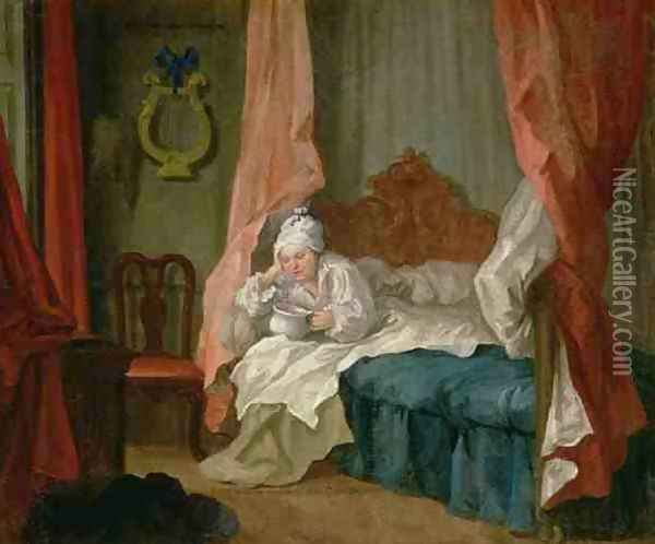 Francis Matthew Schutz in his Bed Oil Painting - William Hogarth