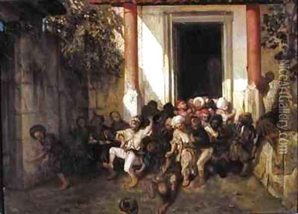Leaving the Turkish School Oil Painting - Alexandre Gabriel Decamps