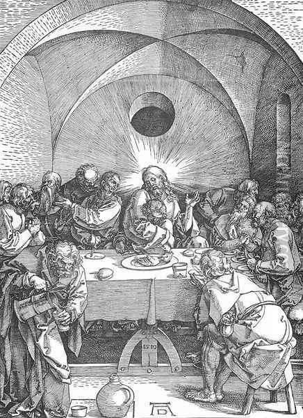 The Large Passion 9. Last Supper Oil Painting - Albrecht Durer