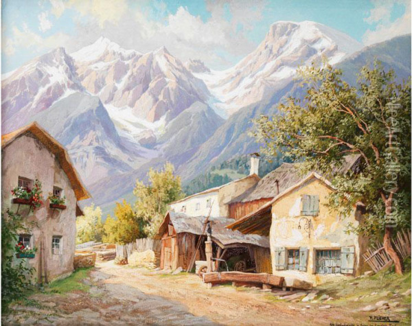 Alte Dorfschmiede In Gries Bei Landeck,tirol Oil Painting - Anton K. Flieher