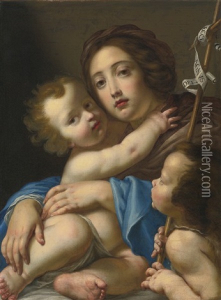 Madonna And Child With Saint John The Baptist Oil Painting - Cesare Dandini
