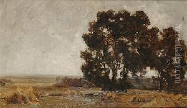 Extensive Landscape With A Cornfield In The Foreground Oil Painting - Robert Noble