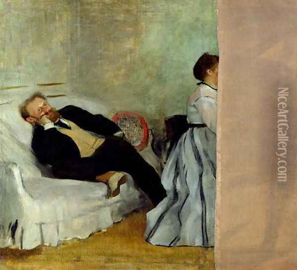 Monsieur and Madame Edouard Manet, 1868-69 Oil Painting - Edgar Degas