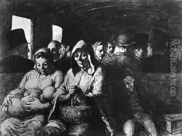 The Third Class Carriage 3 Oil Painting - Honore Daumier