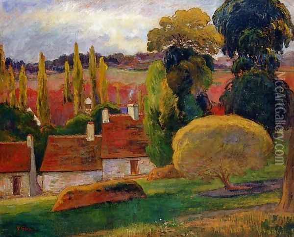 Farm In Brittany Oil Painting - Paul Gauguin
