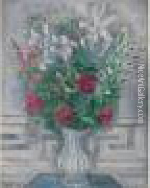 Bouquet De Fleurs Dans Un Vase Oil Painting - Sei Koyanagui