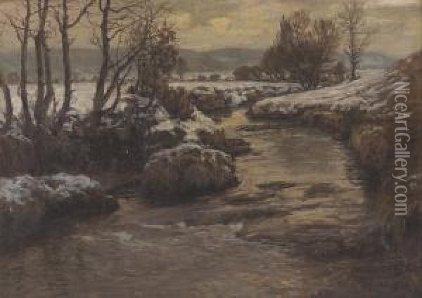 Winter Stream Oil Painting - Ferdinand Zix