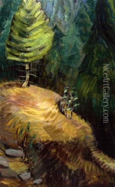 A Tawny Knoll Oil Painting - Emily Carr
