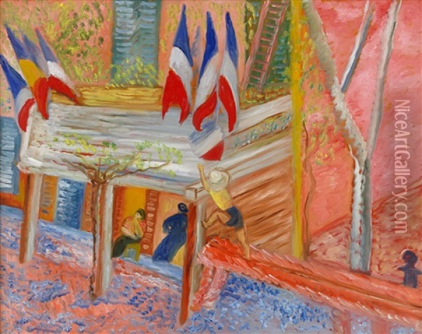 Vid Torget I Cassis, Den 14 Juli Oil Painting - Sigrid (Maria) Hjerten