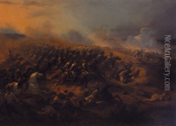 Le Charge De Cavaliers Oil Painting - Hippolyte Bellange