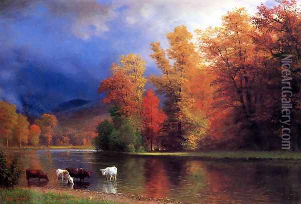 On The Saco Oil Painting - Albert Bierstadt