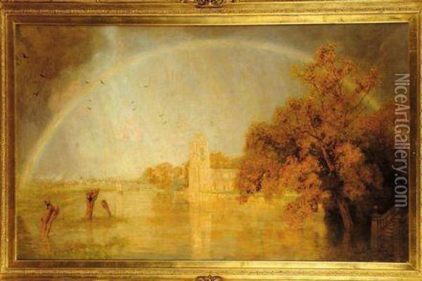 Rainbow In Hemingford Oil Painting - Frederick George Cotman