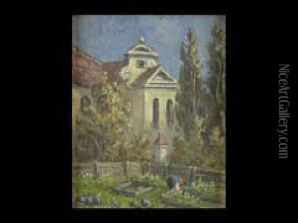 Schrebergarten Vor Kirche Oil Painting - Anton Zwengauer