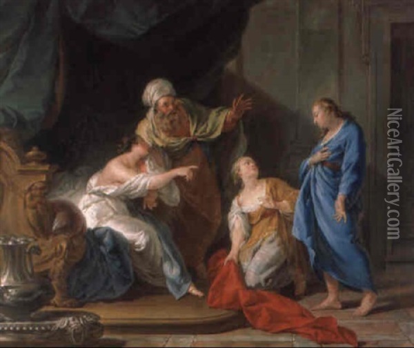 Joseph Et La Femme De Putiphar Oil Painting - Noel Halle