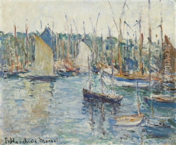 Bateaux Au Port Oil Painting - Blanche Hoschede-Monet