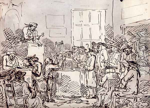 A Furniture Auction Oil Painting - Thomas Rowlandson