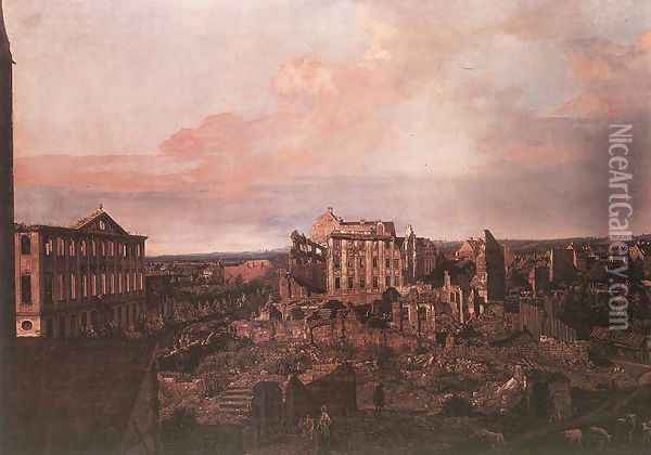 Dresden, the Ruins of the Pirnaische Vorstadt 1762-63 Oil Painting - Bernardo Bellotto
