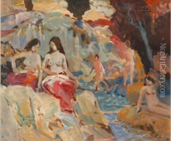 Bathers Oil Painting - Vladimir Pavlosky
