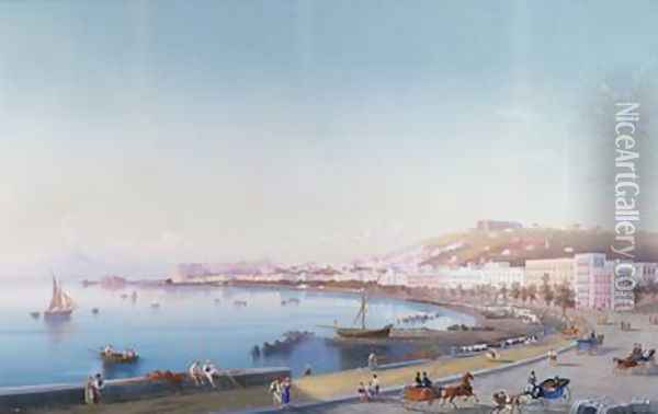 Naples from Mergellina Oil Painting - P. Lapira