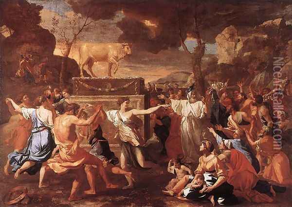The Adoration of the Golden Calf c. 1634 Oil Painting - Nicolas Poussin