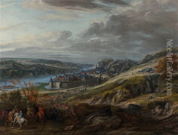 Le Siege De La Ville Et Du Chateau De Dinant Sur La Meuse En Mai 1675 Oil Painting - Adam Frans van der Meulen
