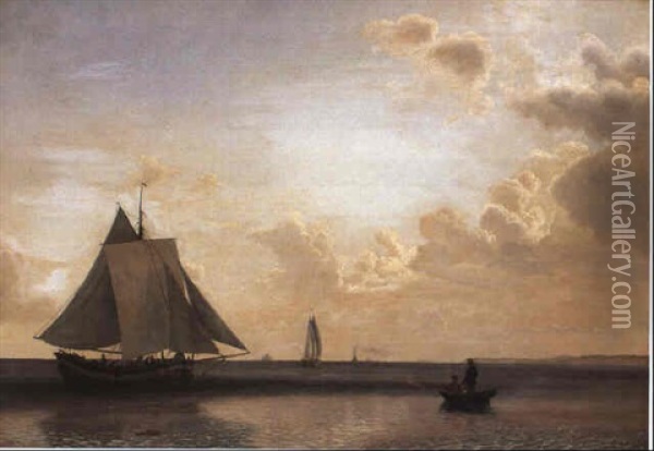 Skibe I Soen Oil Painting - Vilhelm Peter Karl Kyhn