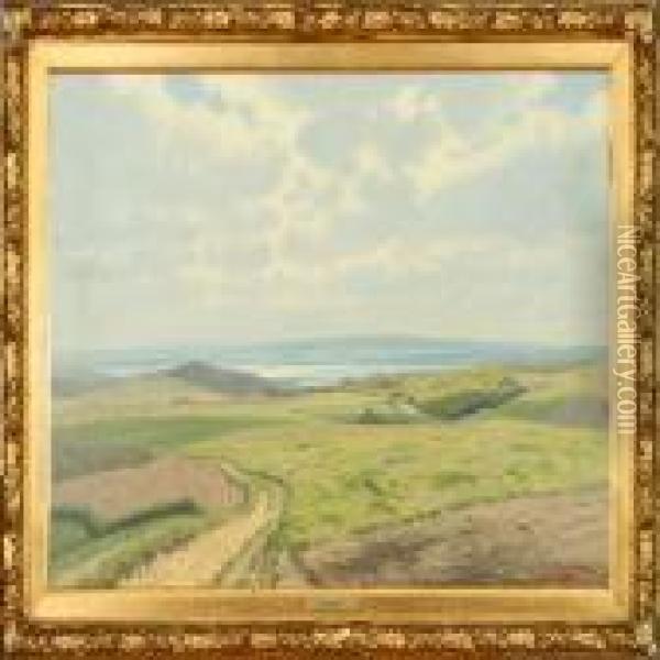 Carl Milton Jensen: Landscape From Mols. Signed C. Milton Jensen 1895 Oil Painting - Carl Milton Jensen