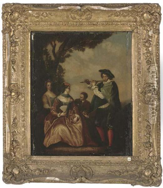 A Fete Champetre Oil Painting - Watteau, Jean Antoine