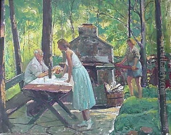 Adomeit Family Picnic Oil Painting - George G. Bullock