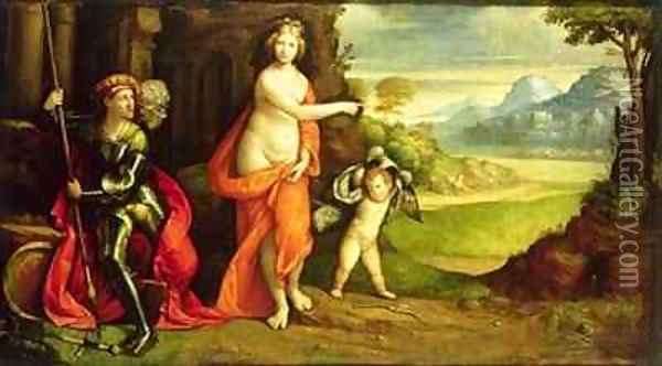Mars and Venus with Troy in the Background Oil Painting - Garofalo