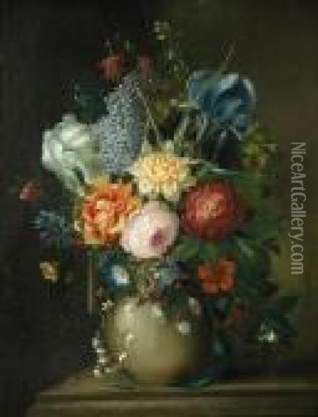 Still Life Of Roses Oil Painting - Jean-Baptiste Monnoyer