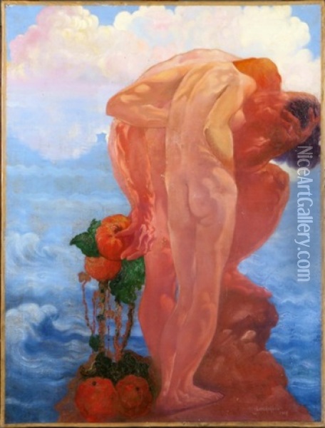 Le Baiser Oil Painting - Maurice Langaskens