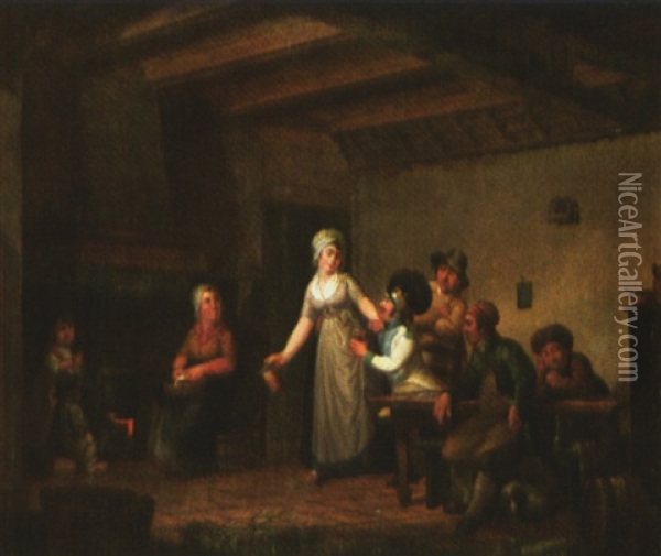 Scene D'auberge A L'epoque Revolutionnaire Oil Painting - Cornelis van Cuylenburg