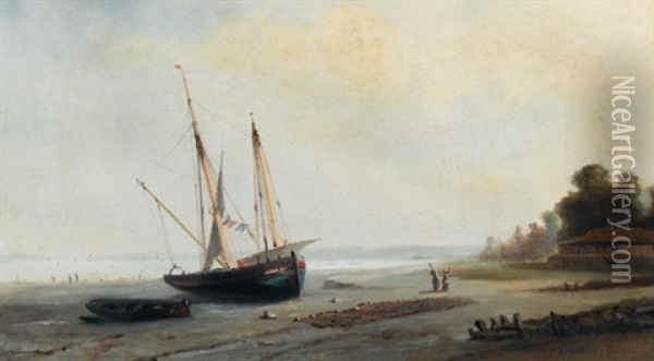 Goelette Et Barque De Peche Au Mouillage Oil Painting - Paul Charles Emmanuel Gallard-Lepinay