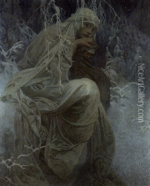 A Winter Tale Oil Painting - Alphonse Mucha