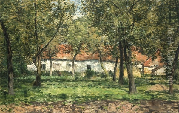 Orchard And Sunny Farm Oil Painting - Isidoor Verheyden