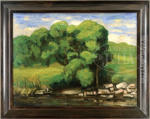 River Bank Oil Painting - Walt Kuhn