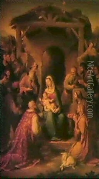 The Nativity Oil Painting - Franz von Rohden