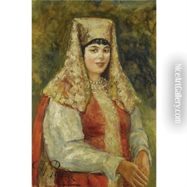 Portait Of A Young Boyarina Oil Painting - Ilya Repin