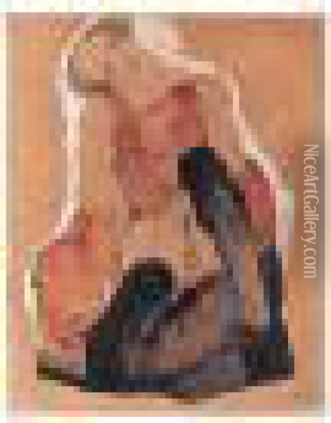 Madchen Mit Schwarzen Strumpfen (girl With Black Stockings) Oil Painting - Egon Schiele